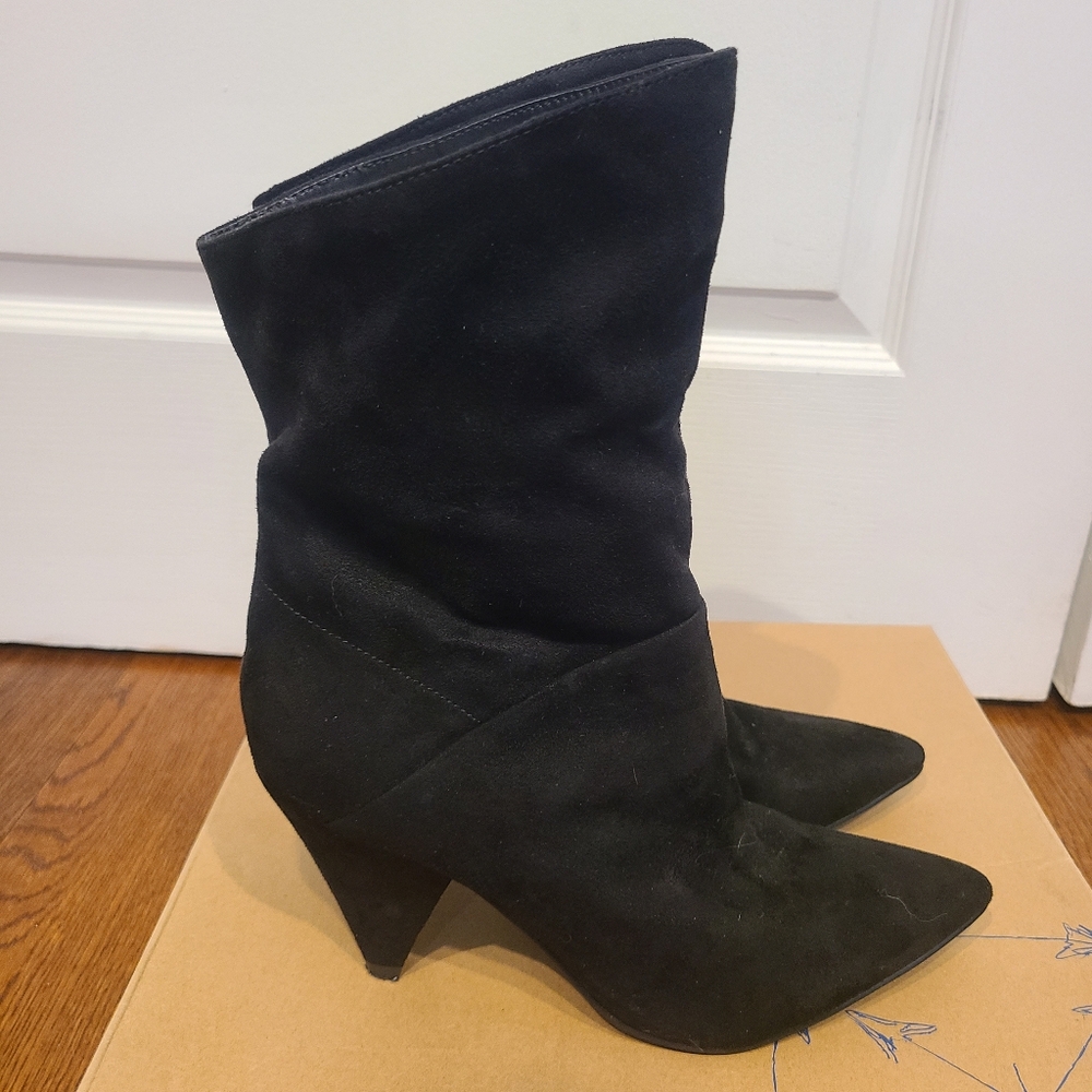 Womens Indigo Shoes Worn 1x Size 8.5 Faux Suede Black Boots